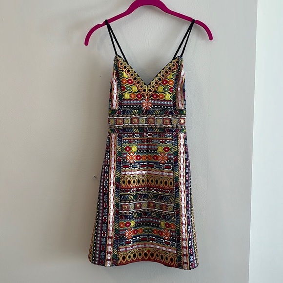 Alice + Olivia Tayla Embroidered Mini Dress 0 - Picture 4 of 6